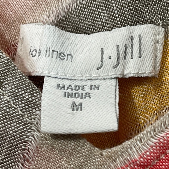 J Jill Love 100% Linen Coral Lotus Sleeveless Multi Striped Maxi Dress Medium - Picture 5 of 8